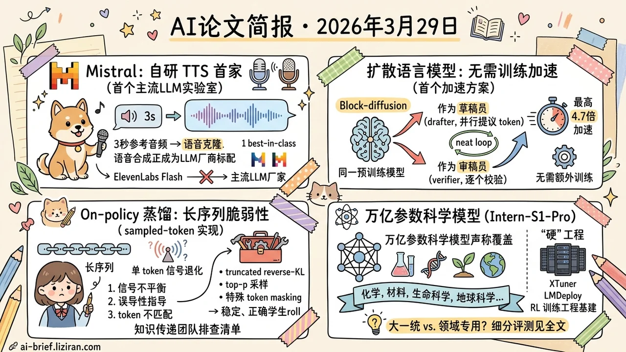Mistral自研TTS、扩散LLM加速4.7倍