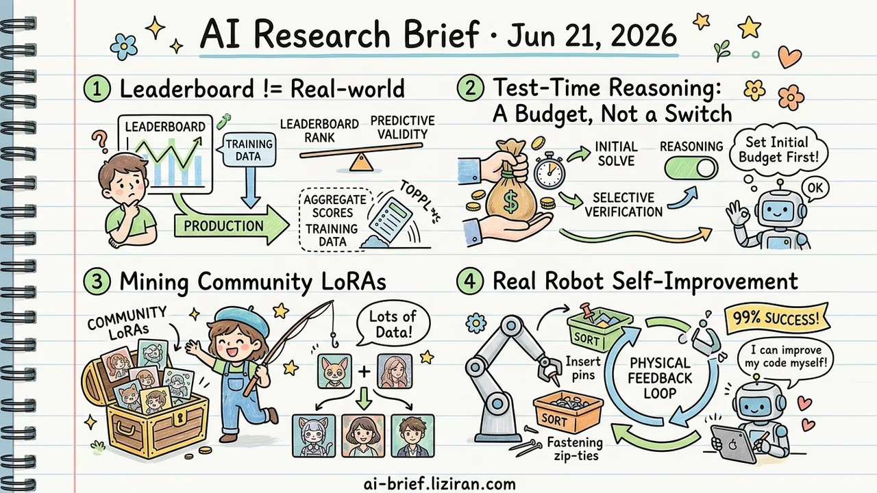 Leaderboards Don't Predict Deployment; Robot Arm Self-Trains to 99%